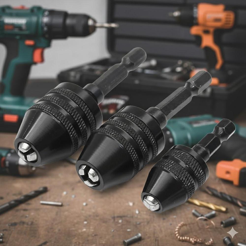 Universal Keyless Quick-Change Drill Chuck Adapter Set - Precision Metal Heavy Duty Power Tool Accessories for Electric Screwdrivers, Drills, Impact Tools, and Angle Grinders. Durable Fast-Detach Connector for Wood & Metal Projects.