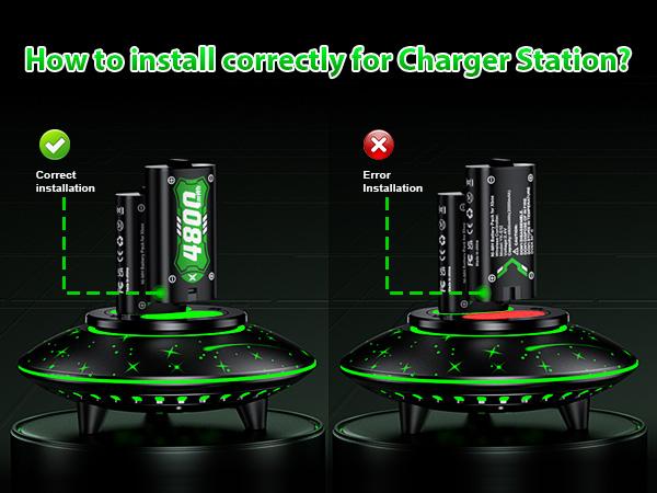 Galaxy 2×4800mWh Rechargeable Battery Pack for Xbox Controllers - High-Capacity, Long-Lasting, Fast Charging, Rechargeable Batteries with 6-LED Mode Charging Dock, Compatible with Xbox One, One Elite, One S/X and Series S/X, Console, Smartphone