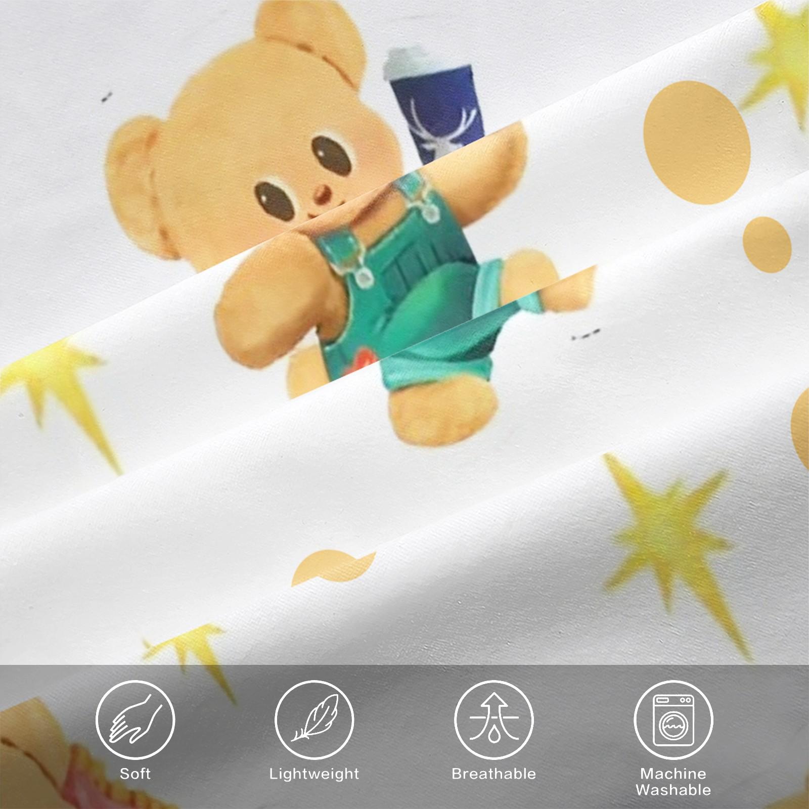 3 Pcs Cute Cartoon Bear Fitted Sheet Set, Kawaii Teddy Bear Microfiber Deep Pocket Kids Bedding, Ideal Gift for Bear Lovers and Children