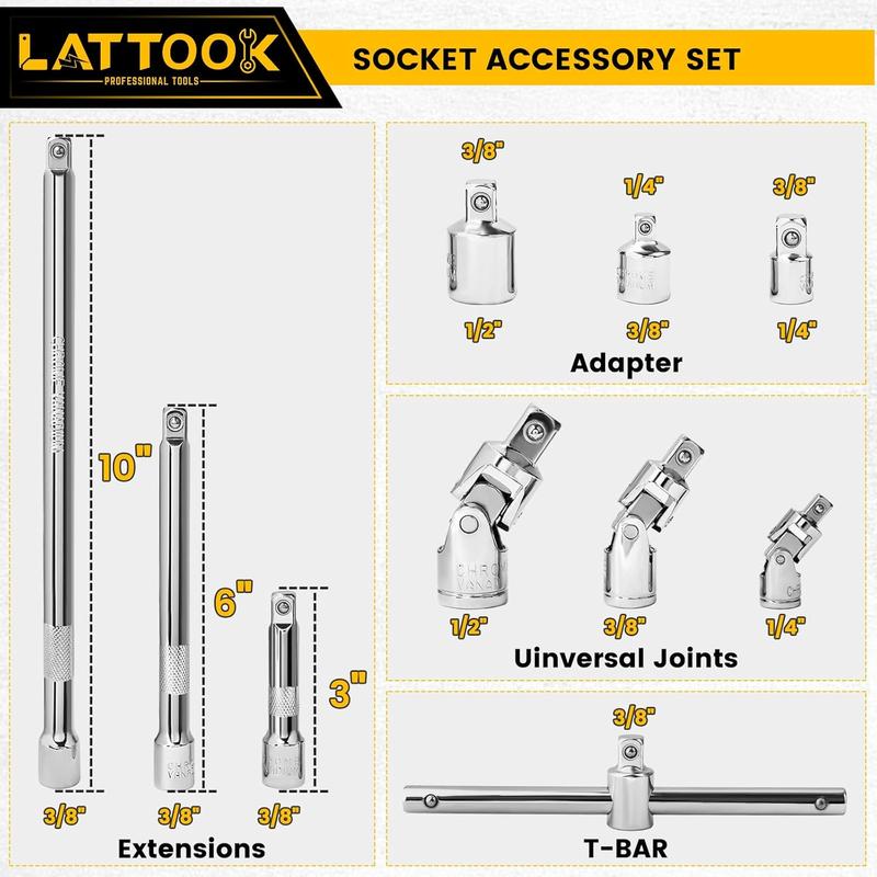 Complete Mechanics Tool Kits 53 Piece Socket Wrench Set Metric Size With Case For Automotive Repair And Craft Projects Socket Set With Extension