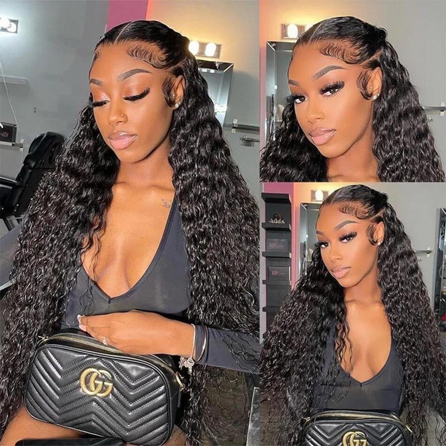Bling Hair Kinky Curly 13x4 HD Lace Frontal Wig For Women Brazilian 30 32 Inch Transparent 13x6 Deep Wave Lace Frontal Human Hair Wigs