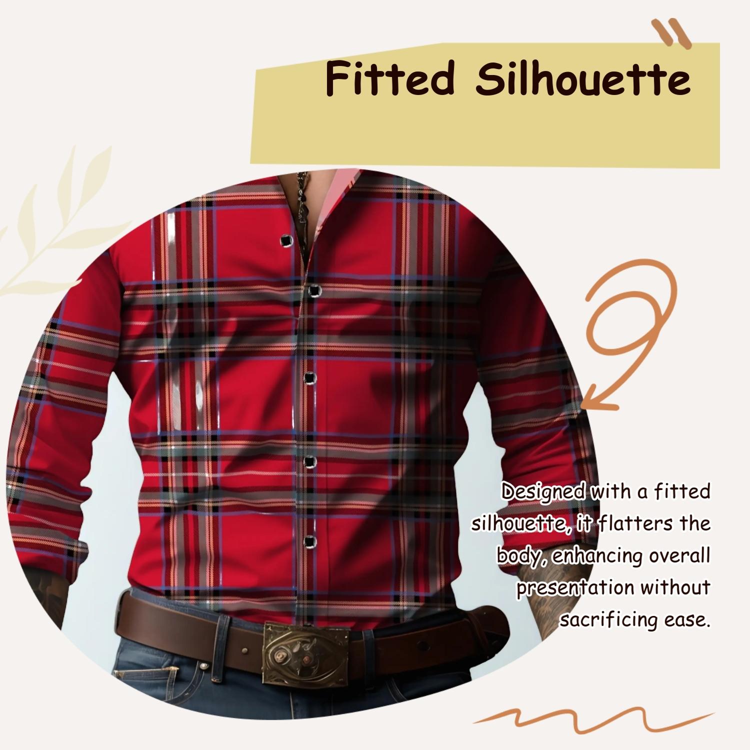 Men's Plaid Checkered Print Checked Button Closure Shirt, Casual Button Down, Regular Fit Fitted Casual Long Sleeve Collared Top for All Seasons, Men's Clothes for Daily Wear