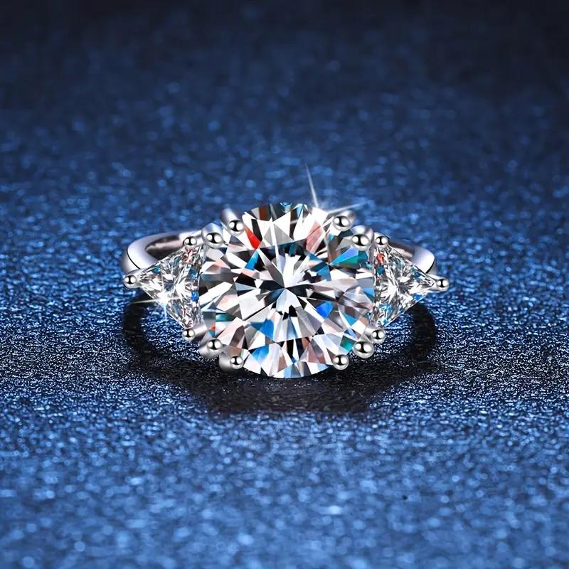 Brilliant moissanite ring, 925 sterling silver 5-carat moissanite ring, wedding proposal, engagement, Valentine's Day anniversary surprise, gorgeous creative personality retro style ring engagement rings wedding ring set smart ring western jewelry