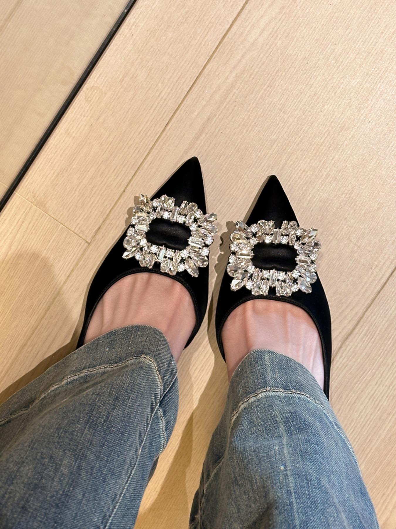 Women's Elegant Rhinestone Decorated Heels, Trendy Pointed Toe High Heel Shoes, Fashionable Heels for Party & Daily Wear