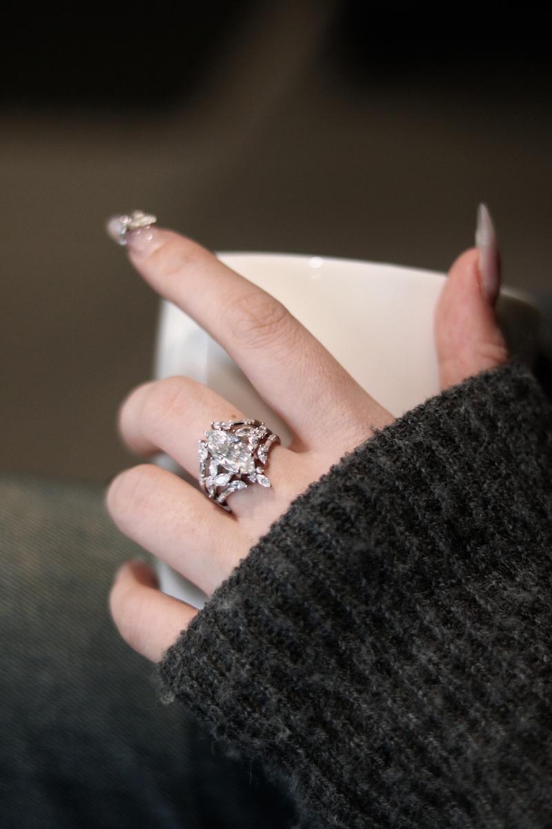 【#344 Bridal Ring】3CT vvs Synthetic Moissanite Marquise Bridal Set Rings in 925 Sterling Silver Gift for her