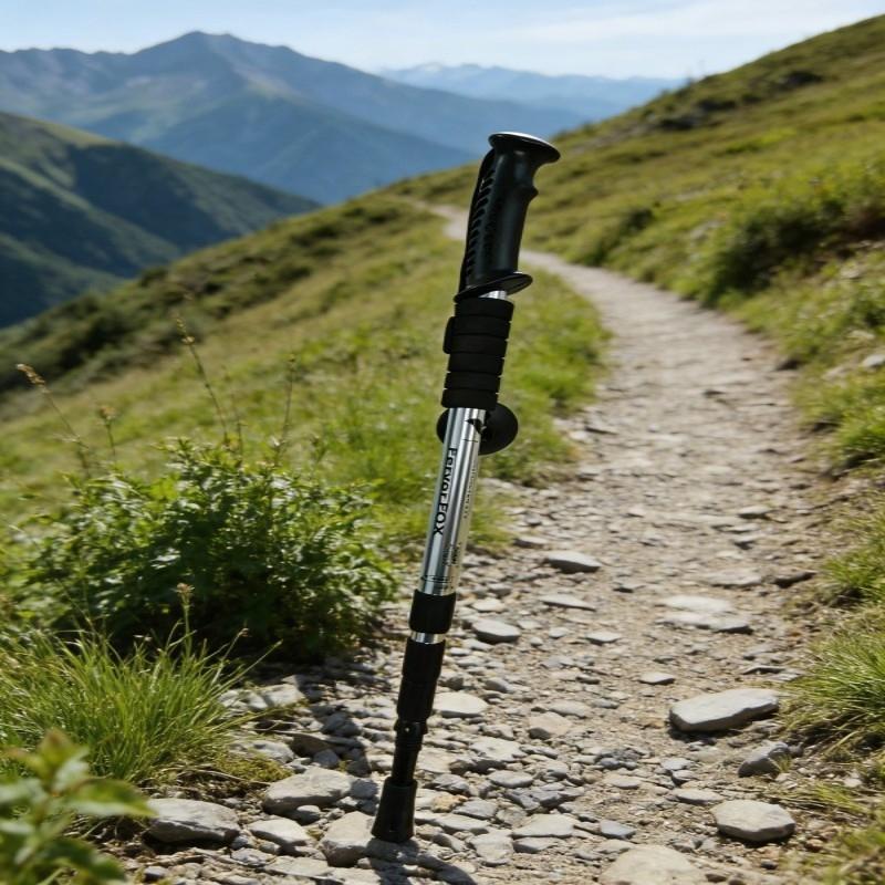 1 Piece - Straight Grip 4-Section Aluminum Alloy Trekking Pole, Retractable, Spring Shock Absorption, Ultra-Light Straight Shank Hiking Pole, Essential for Outdoor Hiking (DM026A-3729)