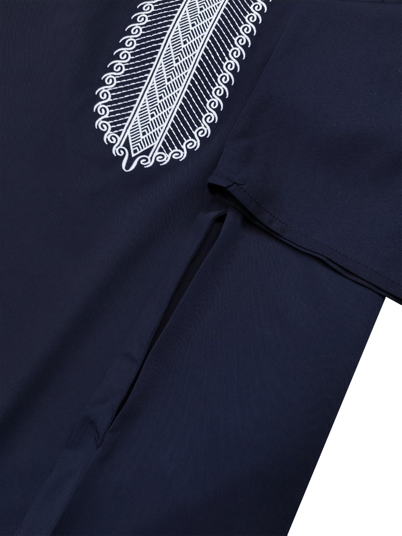 High Drape Men's Embroidered Arab Robe, Traditional Arabic Robe, Breathable Smooth Fabric, Suitable for Prayer, Ramadan, Daily Commute, Long Sleeve Clothing