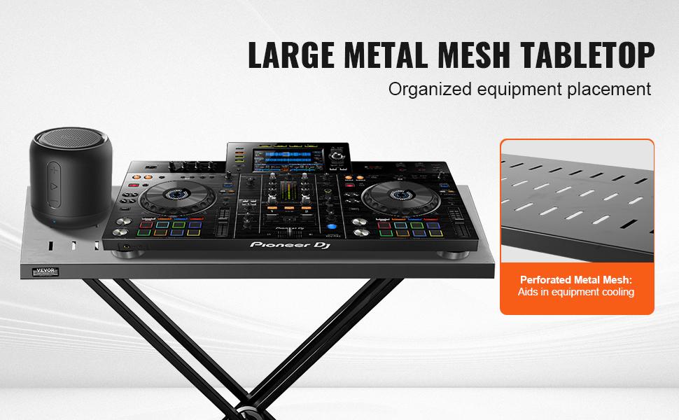 fathersdaygift VEVOR DJ Table Stand, 32x 20 Portable DJ Laptop and Controller Stand, Lightweight DJ Desk DJ Booth Adjustable Height DJ Stand, Foldable Double-X Braced Keyboard Stand Tabletop, Audio Mixer Stand