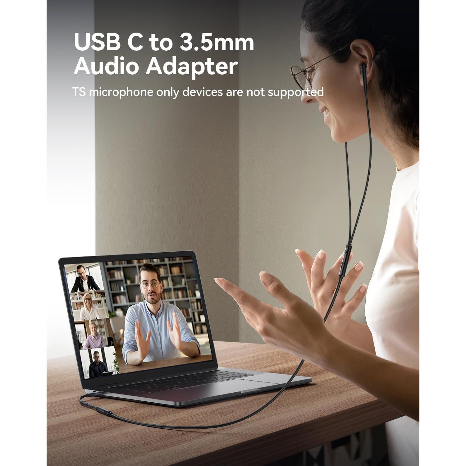 USB Type C to 3.5mm Female Headphone Jack Adapter,?2 Pack?Aux to USB C Audio Dongle  Cord for  17 Pro Max,  17 Air,  16 15 Pro Max Plus, iPad Pro, MacBook,Galaxy S24 S23 S22 S21