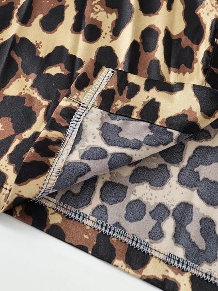 Women's Leopard Print Belted Robe, Casual V Neck Wrap Robe, Soft Comfortable Nightgown for All Seasons