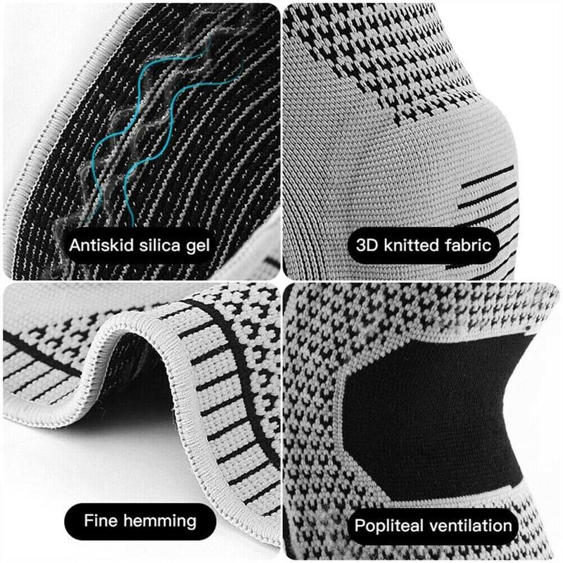 Knee Sleeve Compression Brace Support for Sport Joint Pain Arthritis Relief Nylon Spandex Silicone Gray Black M L XL for Adult Men Women