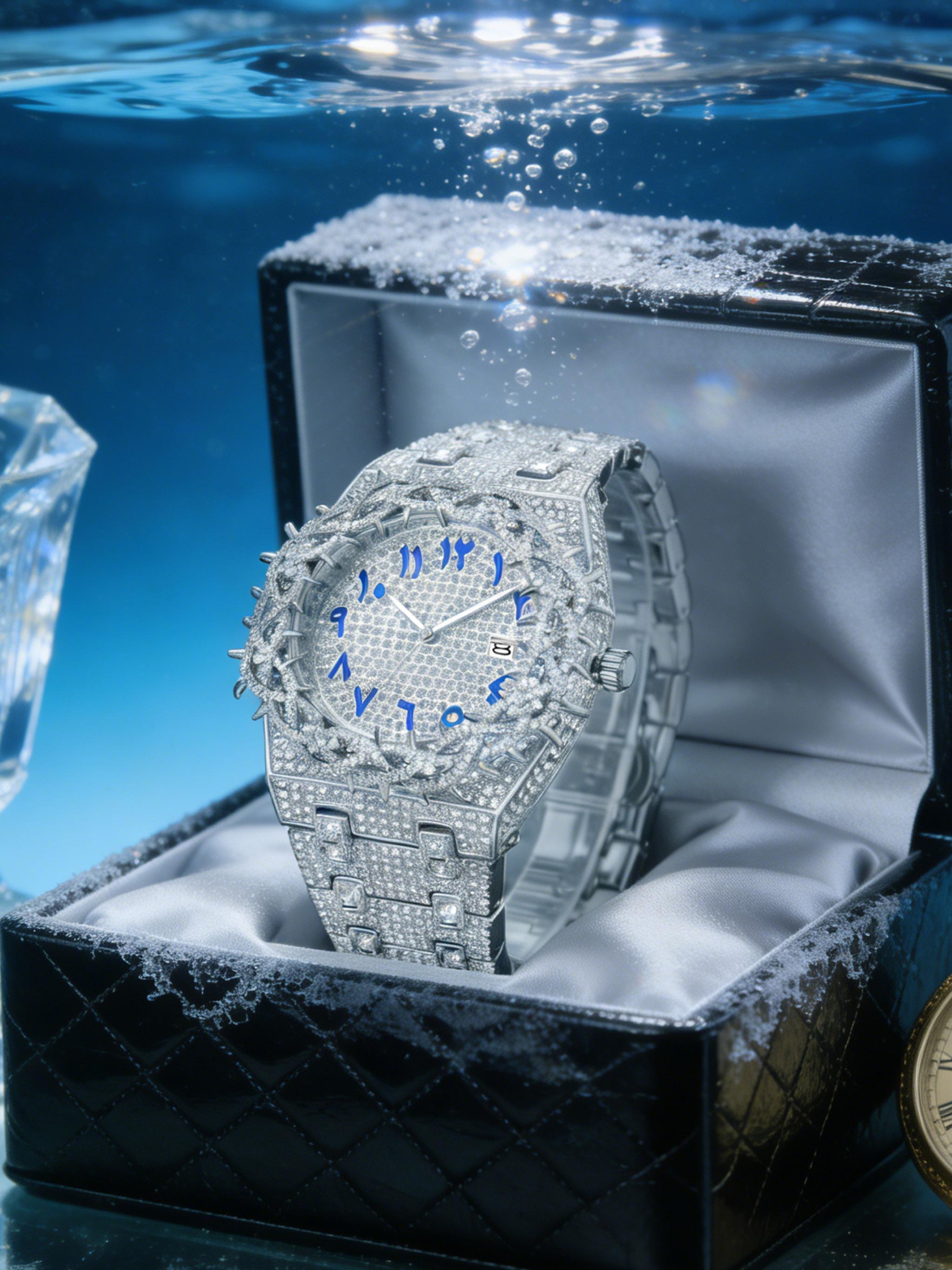 Unisex New Hip-Hop Style Quartz Watch, Rhinestone Strap & Full Iced-Out Large Dial, Unique Zirconia Design Wrist Watch, Party Gift for Men and Women