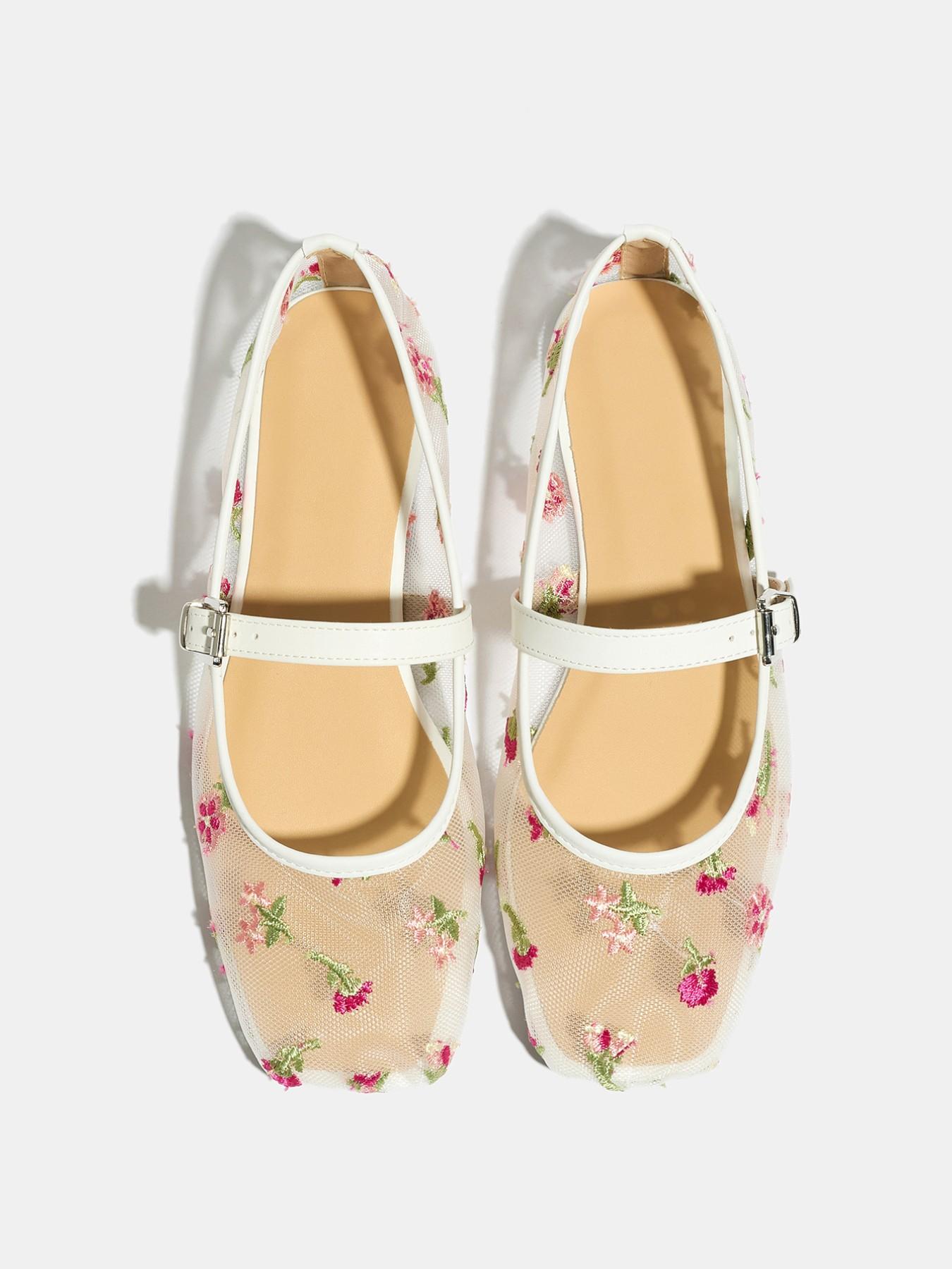 Women's Mary Jane Shoes Summer 2026, Breathable Mesh Low Heel Ballet Flats, Square Toe Casual Outdoor Dance Shoes