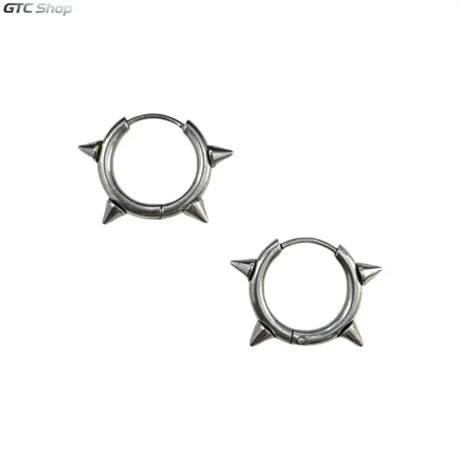 Spiked Hoop Earrings 14mm Unisex Hip Hop Punk Streetwear Cool Spike Design Lightweight Daily Party Club Statement Piercing Jewelry for Men Women