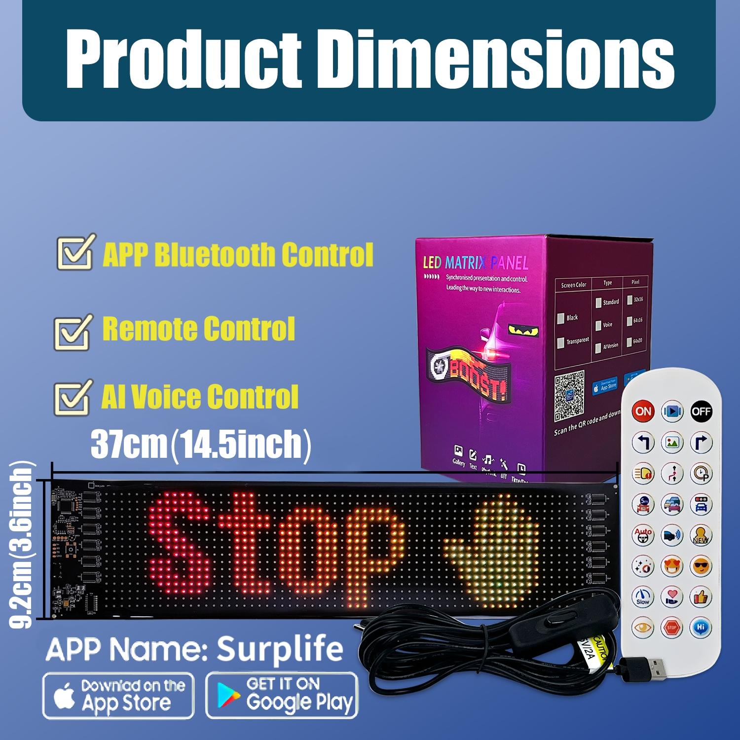 Smart Ai Voice Control LED Display Screen, Pixel Panel Light, APP Programmable Flexible RGB Matrix, USB Powered, Car Restaurant Advertising, Home Decor