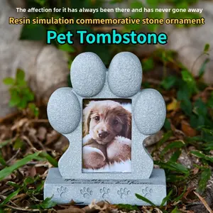 Pet Dog Tombstone Creative Resin Memorial Stone, Pet Burial Memorial Craft Ornament, Remember Our Furry Family Member