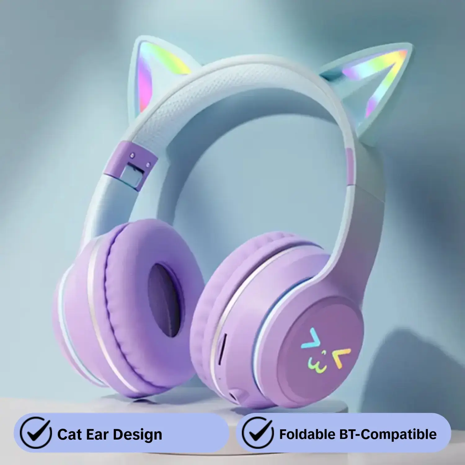 Wireless Headphone, Over Ear Headphones, Cat Ear Design Headphone with Microphone, Foldable BT-compatible Headset for Mobile Phone, Christmas and New Year Gifts, Fashion Wireless Headset, Audio Headphone