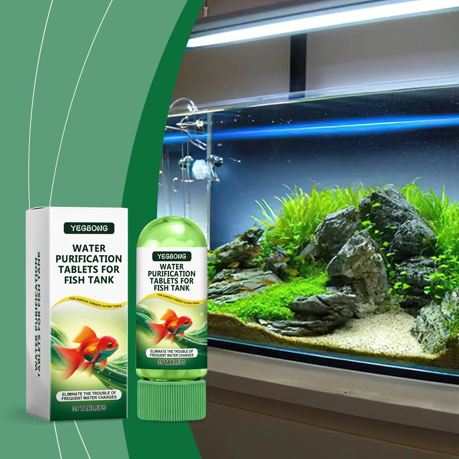 Aquarium Water Clarifier Tablets, Algae Control & Sludge Removal, Water Body Maintenance, Impurity Treatment, Fish Tank Cleaning Solution