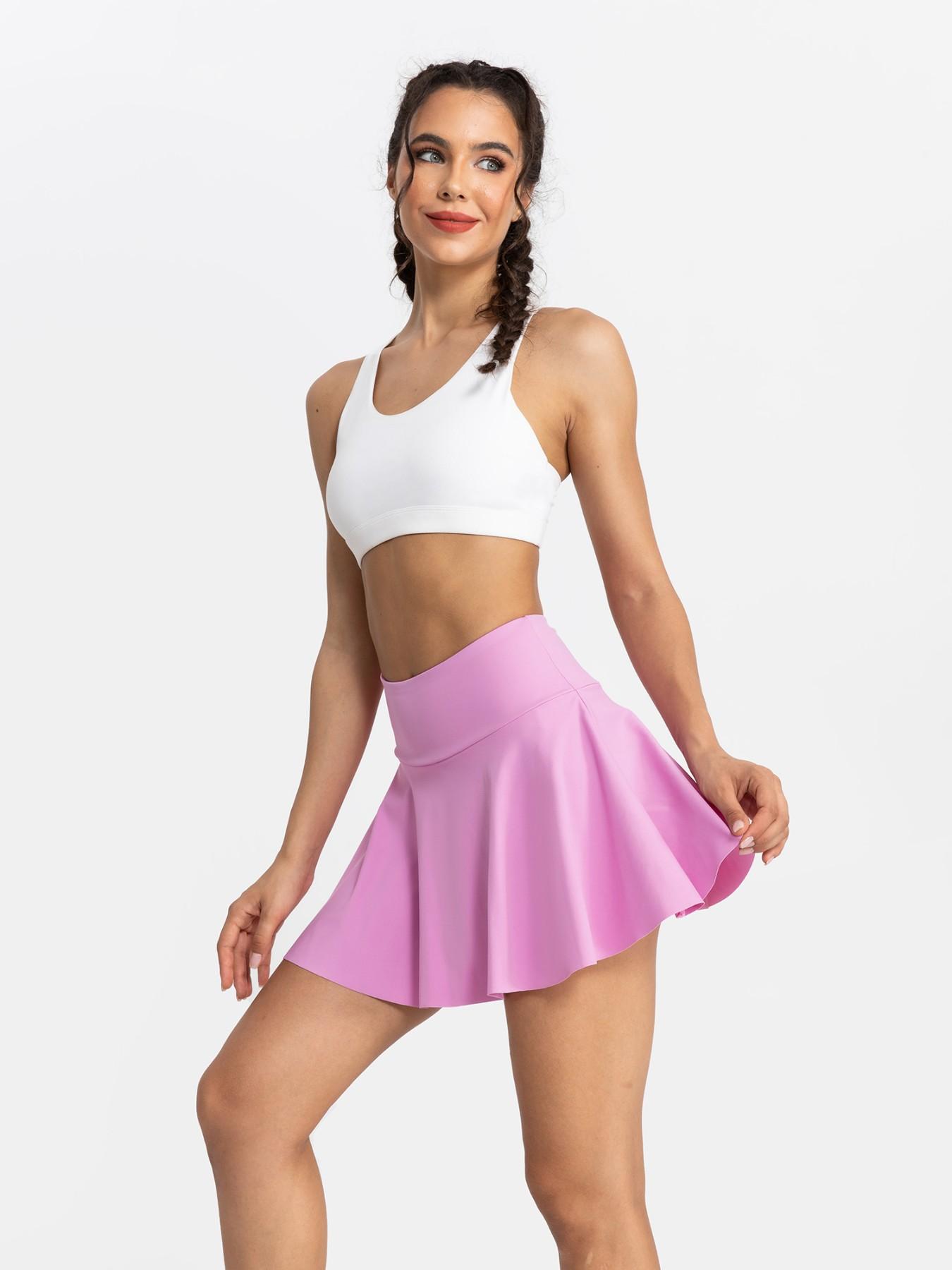 Women's Pleated Tennis Skirt with Shorts, 2-In-1 Running Sports Skirt Set, Yoga Mini Skirt with Side Pockets, Comfortable Fit for Gym, High Waist Skorts