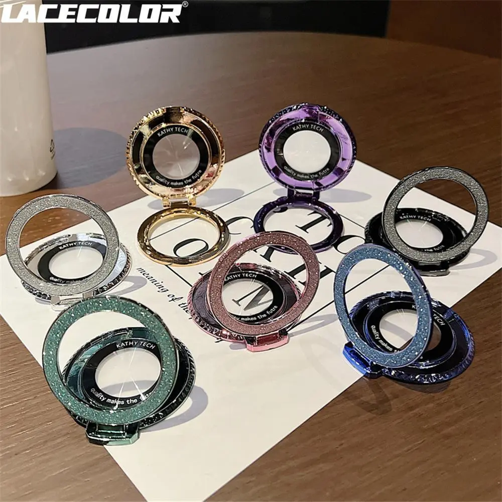 Magnetic Shiny Glitter Plastic Cellphone Ring Holder - Easy-Remove MagSafe-Compatible Grip, Mount, Stand, Mobile Accessory for iPhone 15/14/13, Samsung Phones