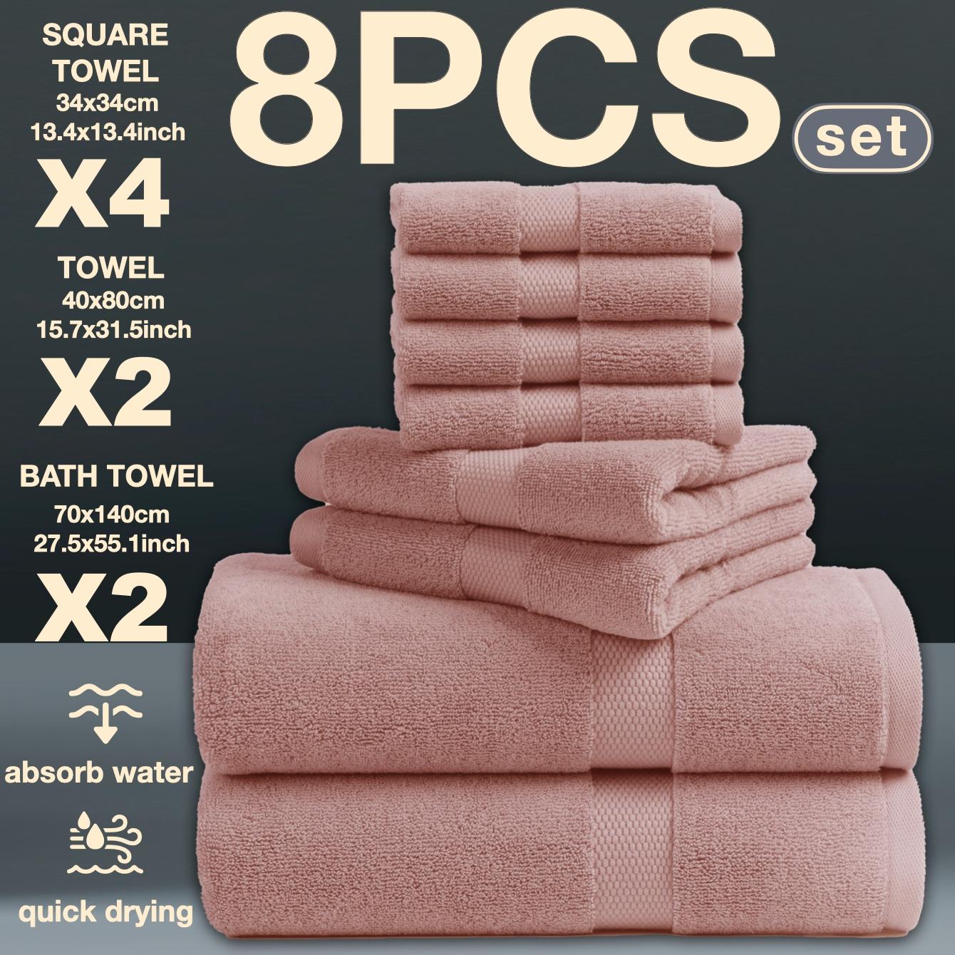 Luxury Bath Towel Set of 8 Pieces, 100% High Absorbent Turkish Towels, 2 Luxury Bath Towels 700gsm, 2 Hand Towels & 4 Face Cloths