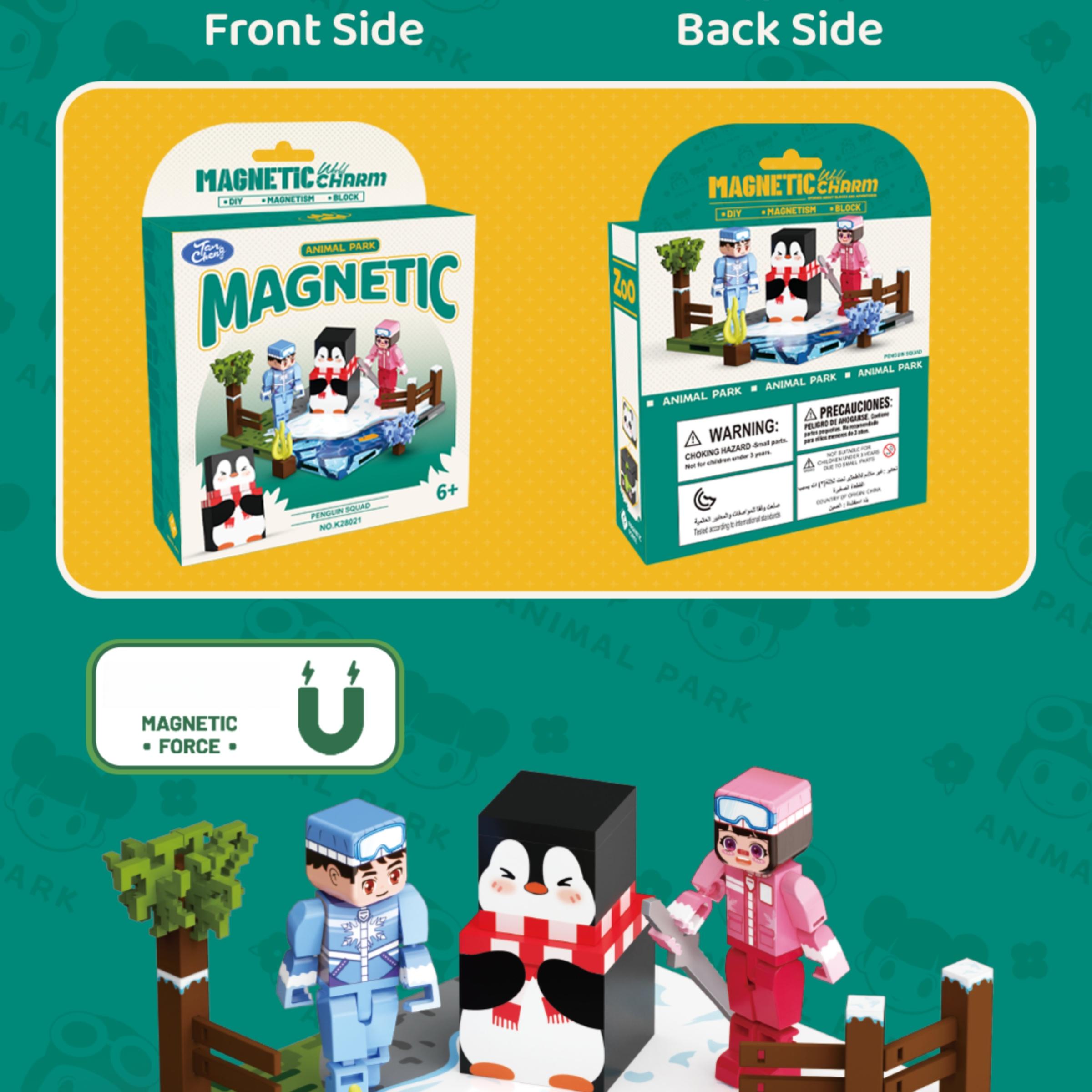 Minecraft Magnetic Building Blocks Puzzle Toy, DIY Penguin Model Kit, Educational Stem Gift for Kids & Boys, Creative Playset