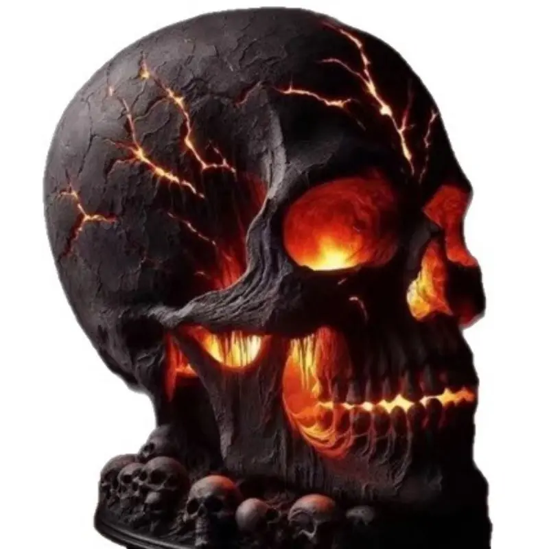 Skull Light Lava Stone Lantern, Halloween Garden Decor, Resin Skull Lamp, Mystical Atmosphere, Outdoor Decoration, Ghost Festival Artwork
