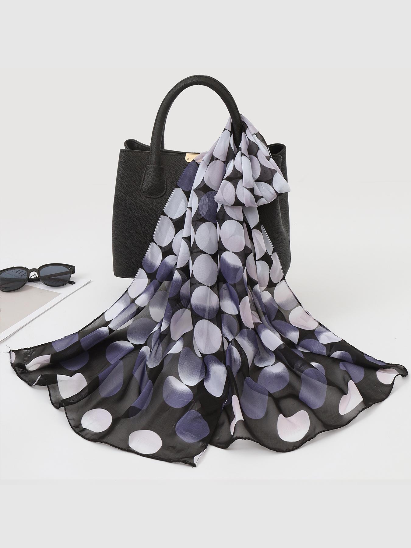 Women's Geometric Print Chiffon Scarf, Loose-Fit Fashion Neck Warmer, Spring & Fall Lightweight Sun Protection Wrap, Casual Style Accessory