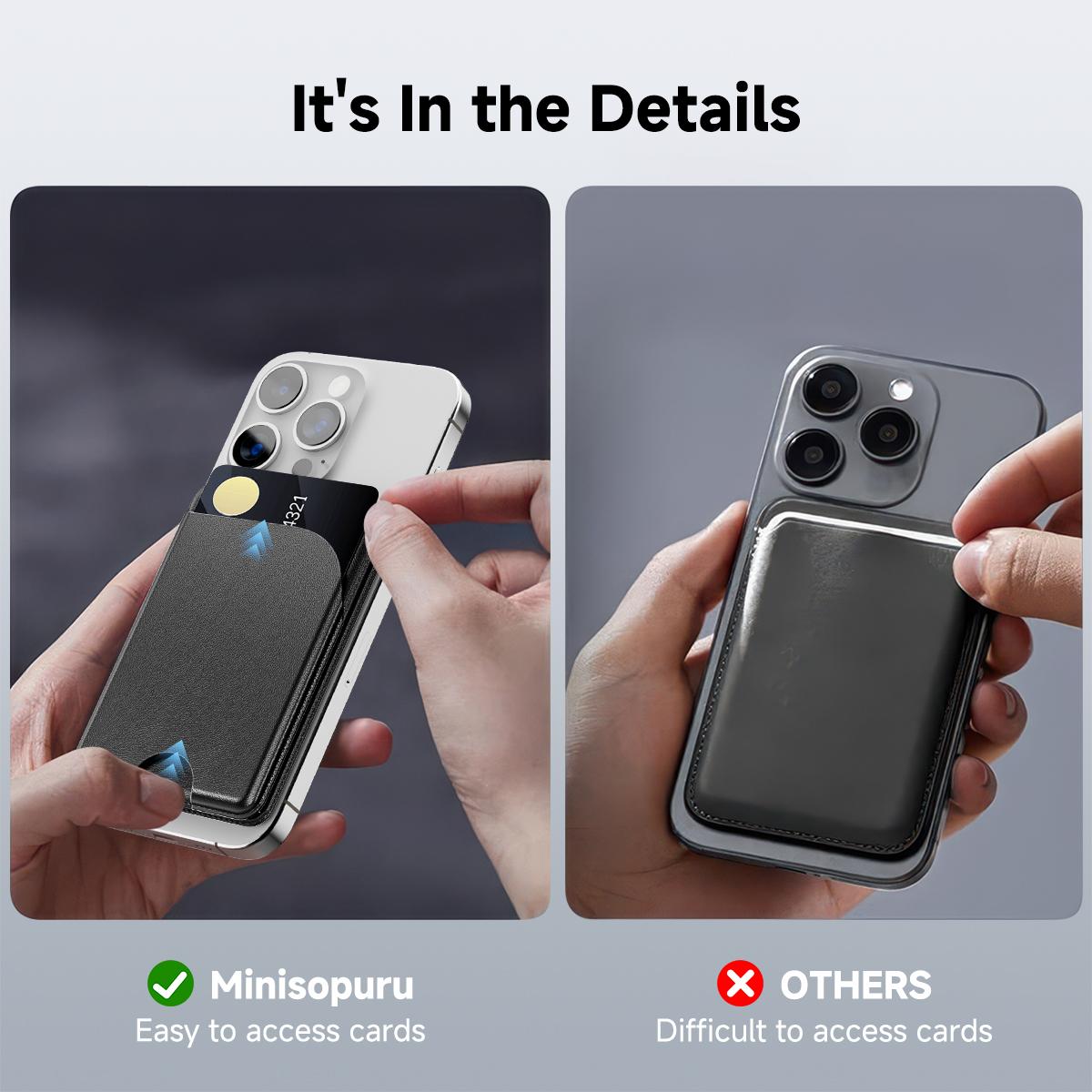 Minisopuru MagSafe Wallet with Adjustable Stand Compatible with Magnetic Wallet for Phone Leather Magsafe Card Holder for iPhone 17/16/15/14/13/12 series Only supports products with MagSafe. Strong Magnetic&3 Card  Case. Black Cellular