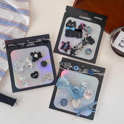 Fashion Cartoon Clog Charms Cute Crocs accessories, Charms with bows, hearts, chains, Fun dopamine shoe decorations in pink, sliver, white & black