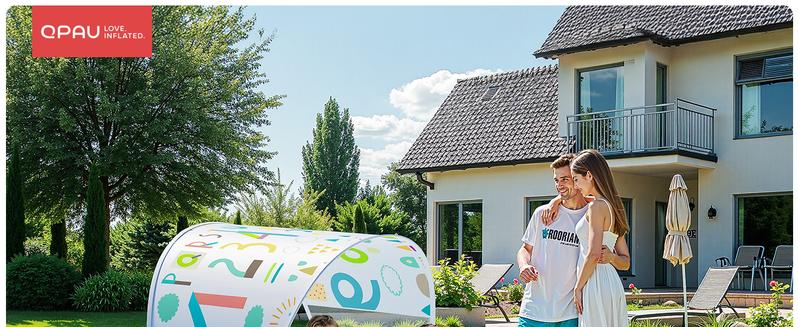 QPAU Kiddie Pool – 65" x 39" Inflatable Pool for Kids & Toddlers, Ball Pit & Baby Pool with Soft Cushioned Floor, Canopy for Sun Protection, Durable Outdoor Play Toys for Backyard & Indoor Use holder Portable Fun Outdoorfun