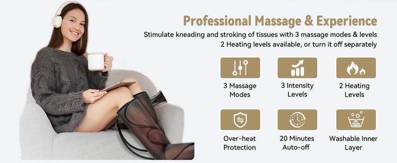 【FIT KING】 Leg and Foot Massager with Heating Leg Massager Boots Adjustable feetmassager for Black Friday Christmas gift