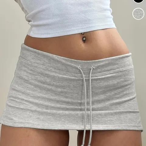 Women's Solid Drawstring Split Hem Skirt, Casual Fashionable Mini Skirt for Daily Wear, Ladies Bottoms for All Seasons