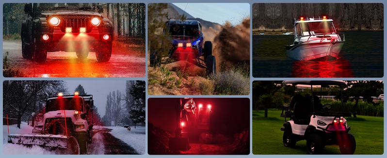 Nilight 4 inch LED Light Pod Red Triple Row 2PCS 60W Flood Spot Combo Driving Fog Lights Fishing Hunting  Safety Signal Deck Trailer lights for UTV Truck Vehicle Automotive Car  dealsforyoudays
