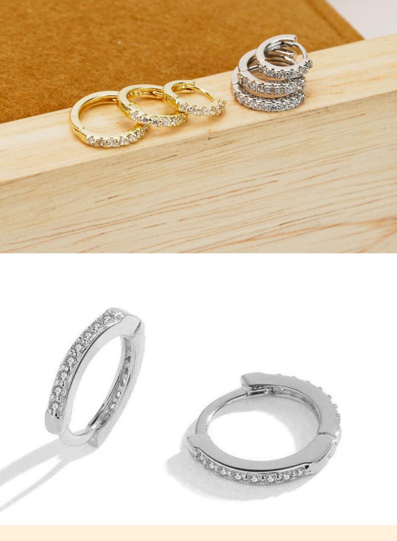 Dainty Hoop Earrings Collection - 3 Stackable Stainless Steel Huggies for Pierced Ears | Hypoallergenic & Shiny