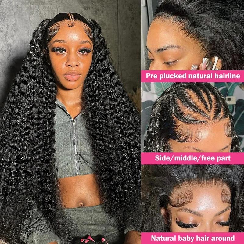 Bling Hair Brazilian 12-36 Inches Deep Wave 13x4/13x6 Transparent Front Human Hair Wigs 13x4 Curly Water Wave Lace Frontal Wigs For Woman