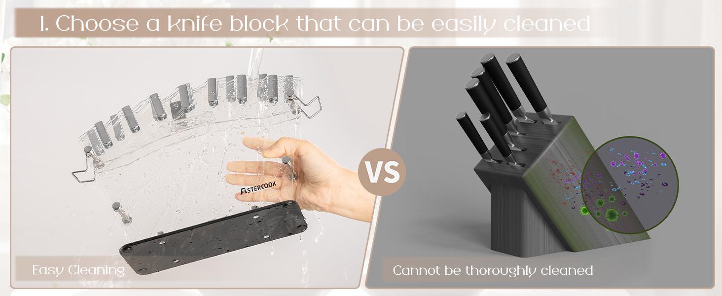 Astercook 22-Piece Knife Set with Block, German Steel, Chef & Steak Knives, Scissors, Sharpener & Peeler – Dishwasher Safe. Kitchen Kitchenware Kitchen Blade Stainless Traditional Wooden