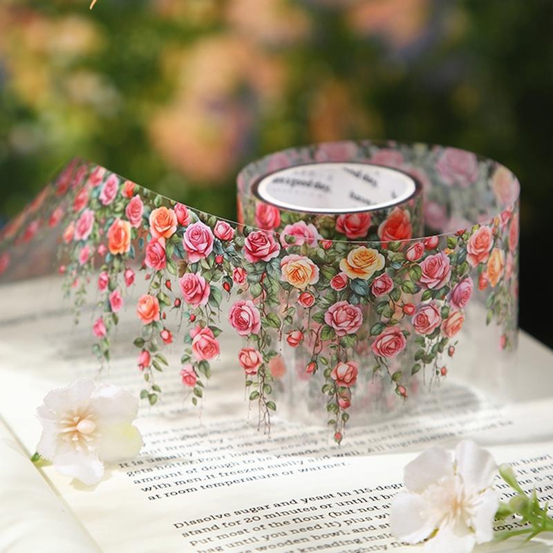 Mountain Vine Theme DIY Scrapbook Stickers Roll, Graphic Decal, Pet Tape Decorative Journal Album, Handmade Craft Supplies for Creative Projects