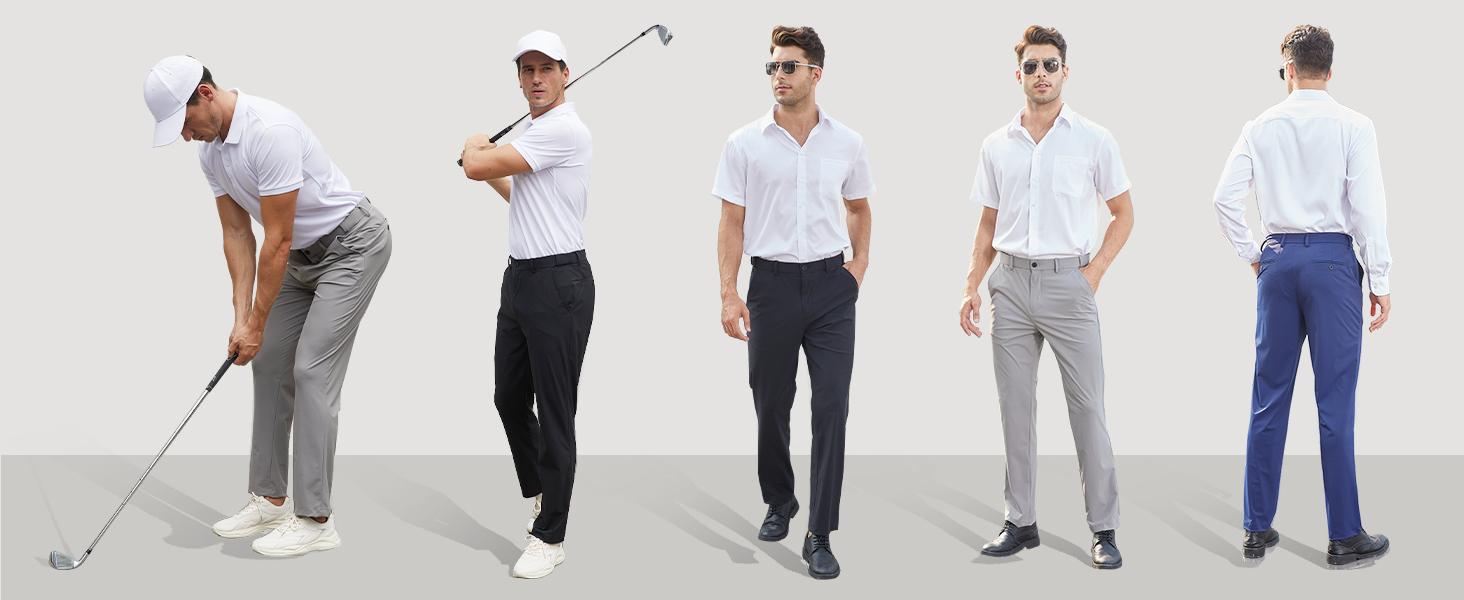Alimens&Gentle Men's Stretch Dress Pants No Iron Golf Pants Expandable Waist Flat Front Business Casual Pants Formal Black Alimens&Gentle Men's Stretch Dress Pants No Iron Golf Pants Expandable Waist Flat Front Business Casual Pants Formal Black
