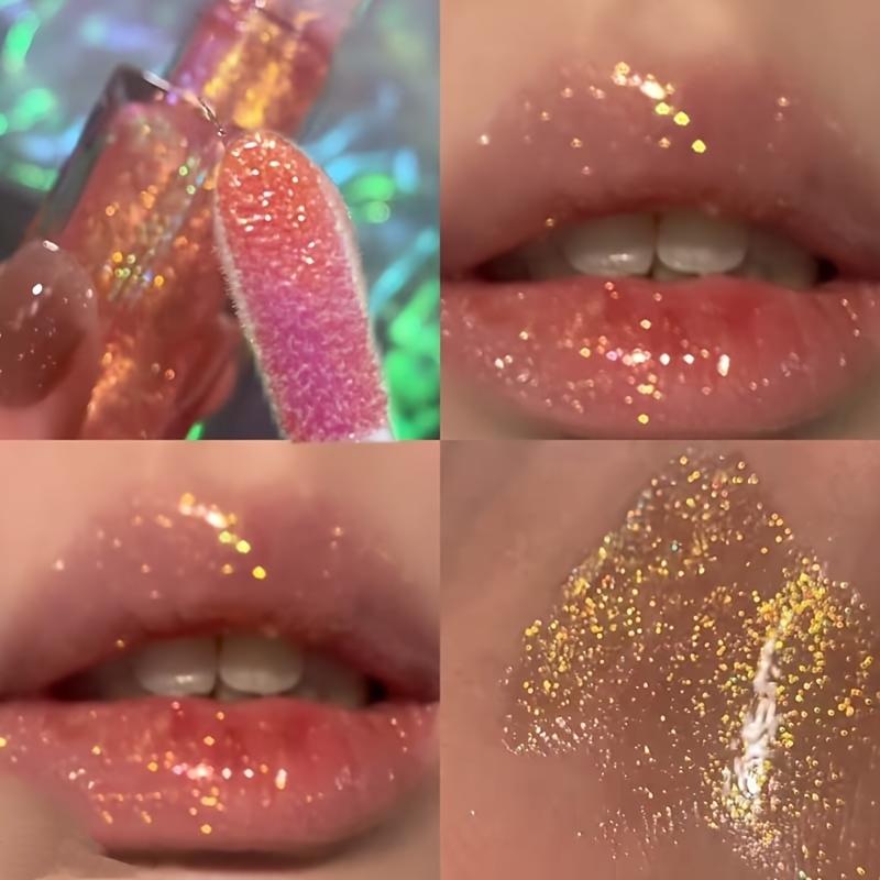 Shimmering Glitter Lip Gloss, Radiant Metallic Pearl Finish, Shiny Makeup Effect with Long-Lasting, Non-Sticky Formula, Suitable for All Skin Types