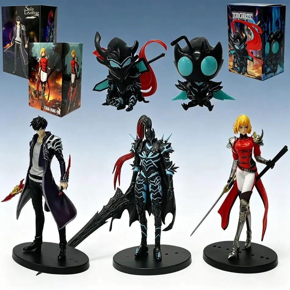 21cm Solo Level Up Shadow Monarch Anime Figure Cha Hae-In Action Figure Q Version Igris/Beru Figurine PVC Collection Toys Gift