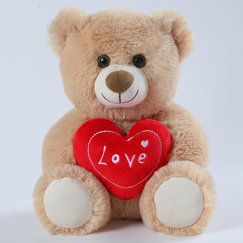 Love Teddy Bear with Heart, Soft Adorable Stuffed Plush Bear Doll Animal Toy, Perfect Gift for Her Girlfriend Mom Kids, Unisex Present