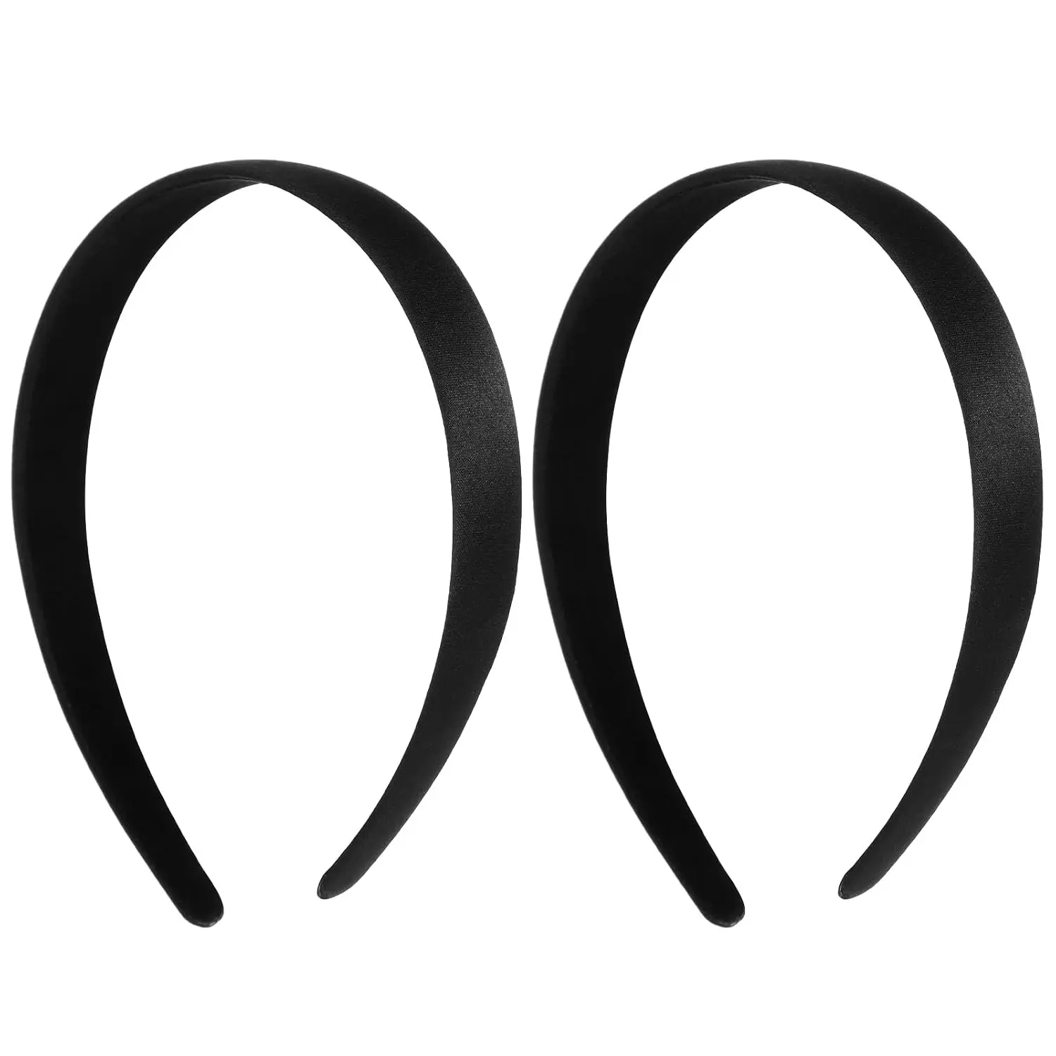2Pcs Satin Black Wide Headbands for Women Girls, Fashion Elastic Solid Hairband Accessories for Cosplay Halloween DIY Costumes Crafts GiftsGift