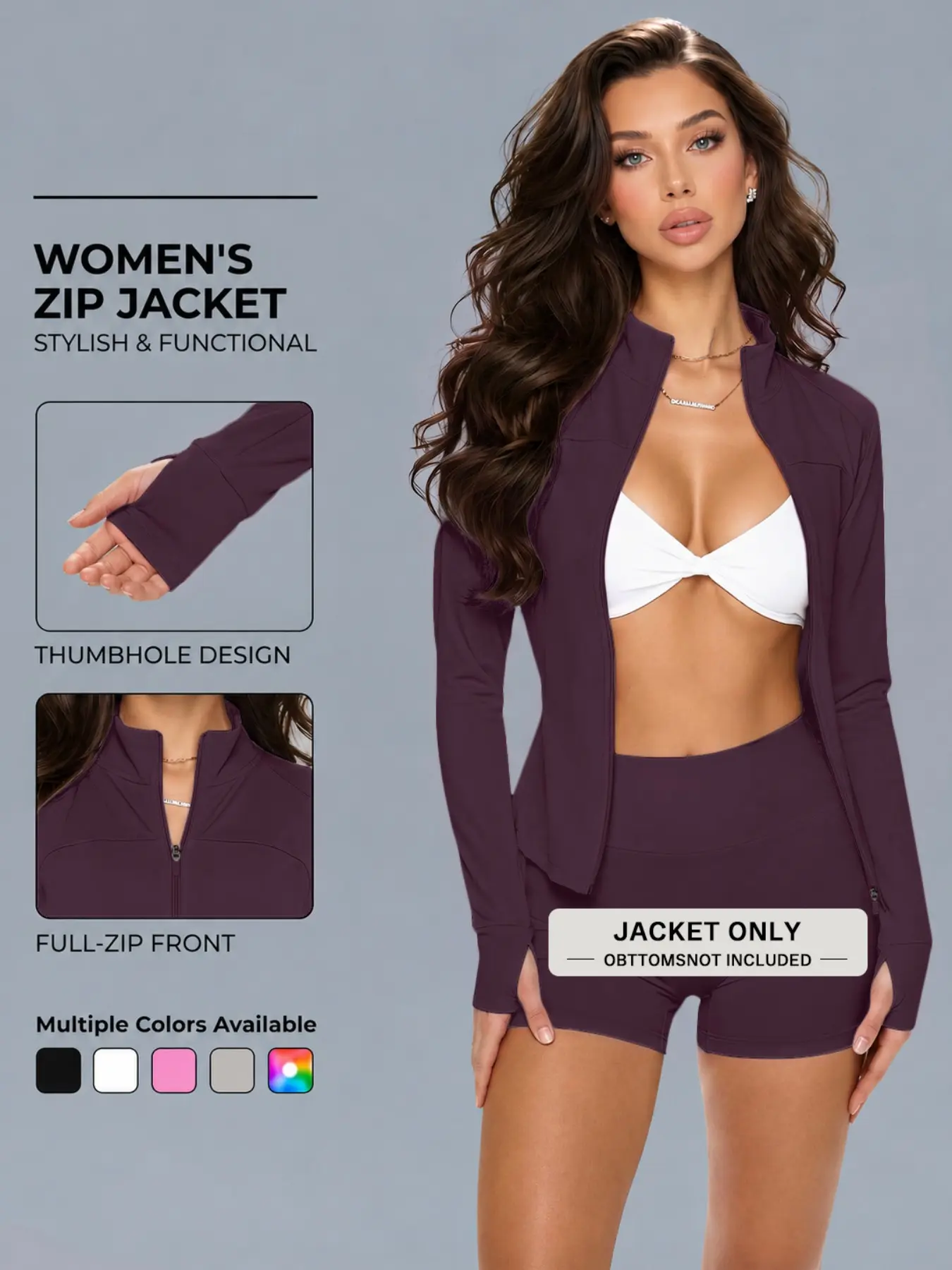 【Black Friday】Women's Zipper Yoga Jacket, Slim Fit Short Outerwear, Sporty Plain Design, All Season Comfortable Top for Gym and Home, Women Workout Clothes