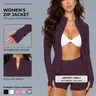 Women's Zipper Yoga Jacket, Slim Fit Short Outerwear, Sporty Plain Design, All Season Comfortable Top for Gym and Home, Women Workout Clothes