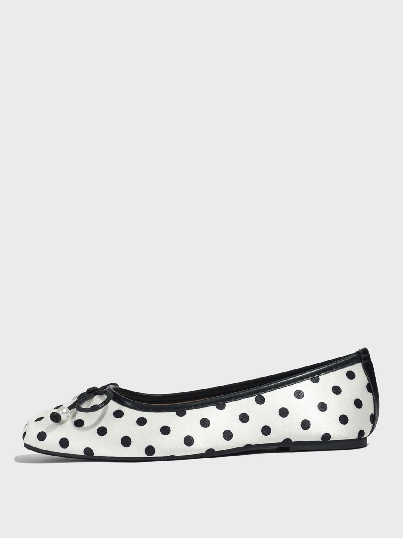 Women's Square Toe Mary Jane Shoes, Polka Dot Design, Comfortable Lightweight Flat Casual Shoes for Fall Winter, Mary Jane Flats