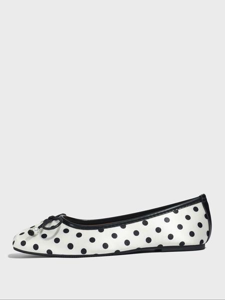 Women's Square Toe Mary Jane Shoes, Polka Dot Design, Comfortable Lightweight Flat Casual Shoes for Fall Winter, Mary Jane Flats