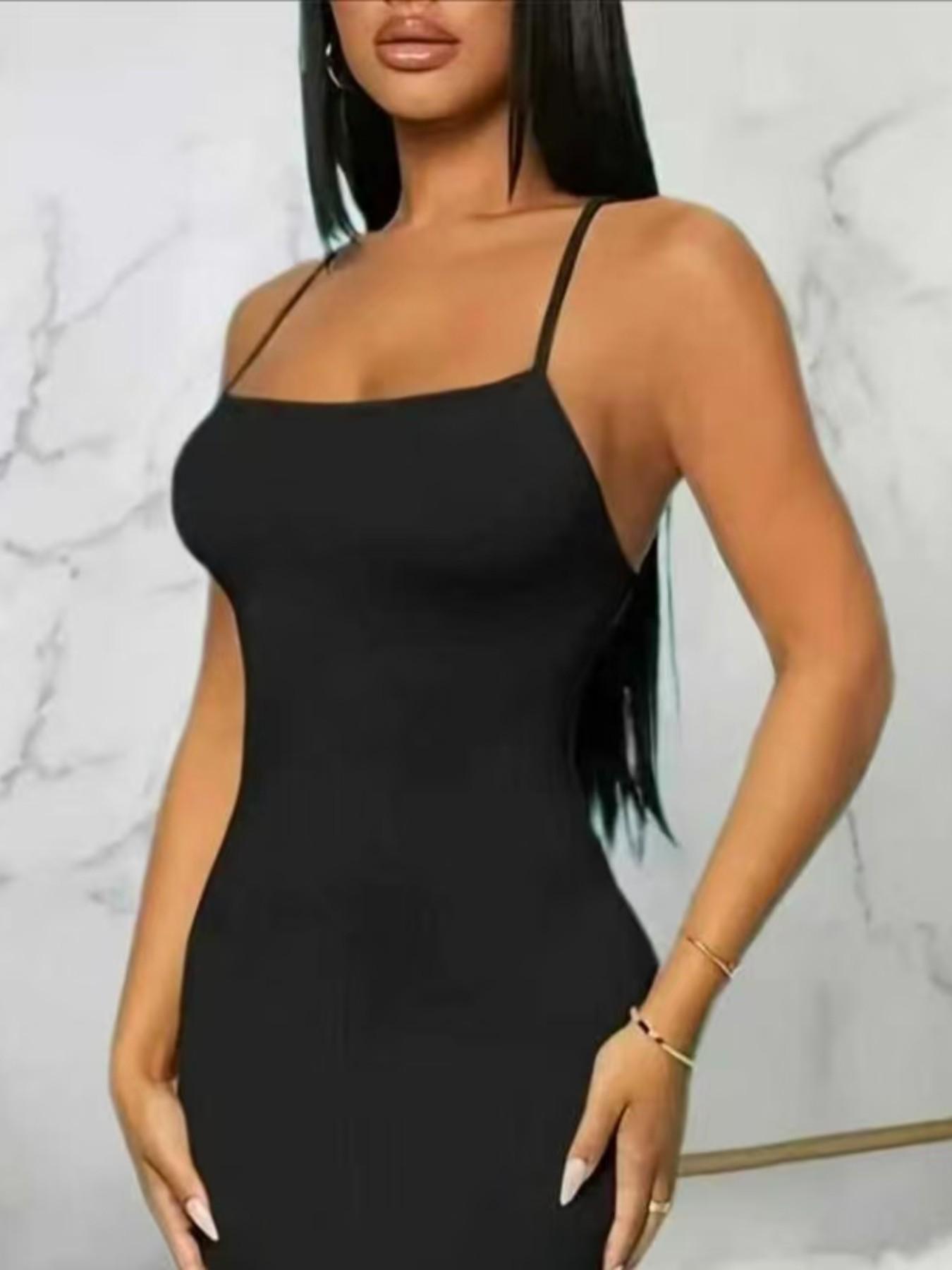 Spring Summer New Women's Bodycon Round Neck Sleeveless Dress, Perfect for Dating Evening Parties Beach Vacation Sy1027