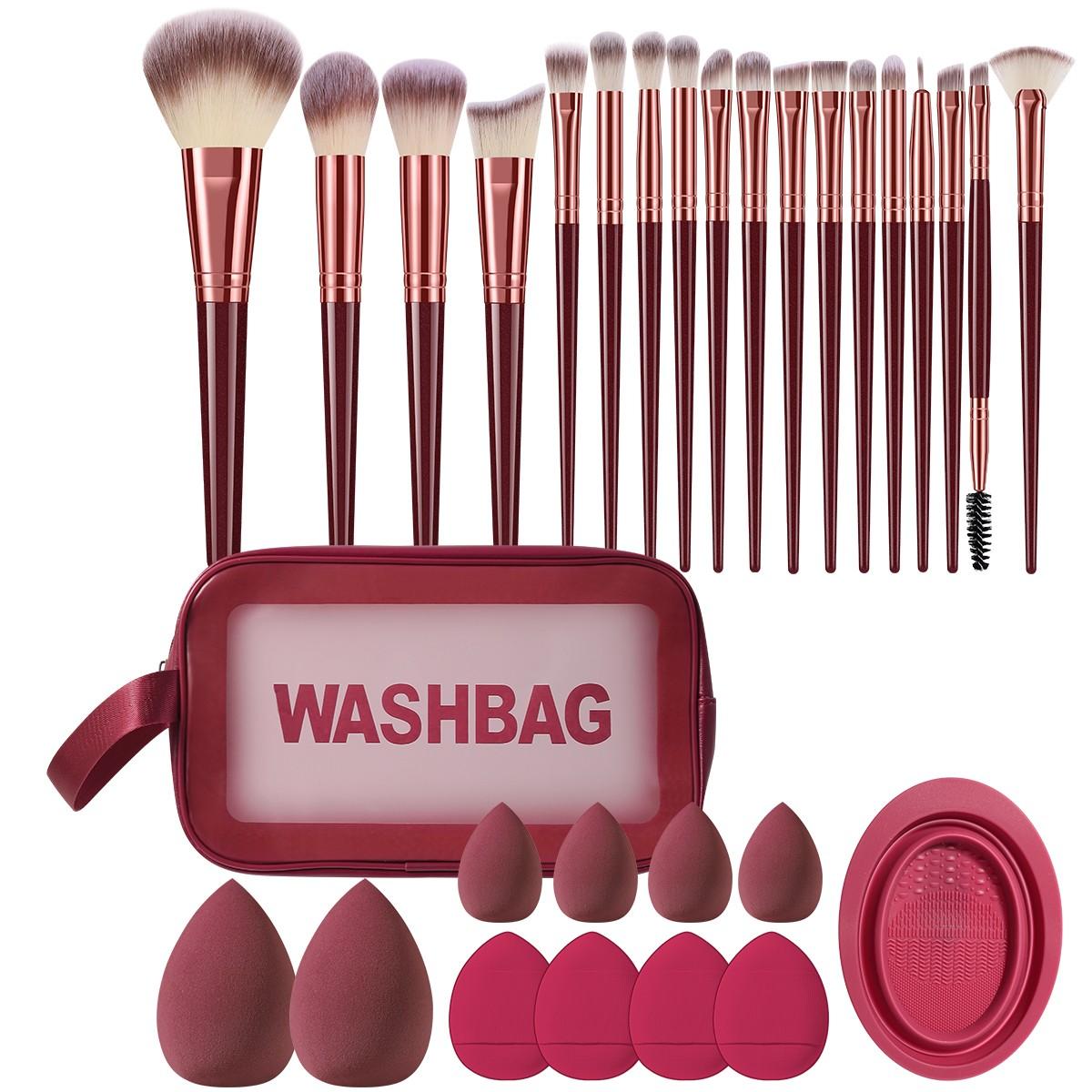 30pcs Makeup Tool Set, Includes 18pcs Brushes, Waterproof Cosmetic Bag, Sponge Pads, Powder Puffs, Brush Cleaning Tool