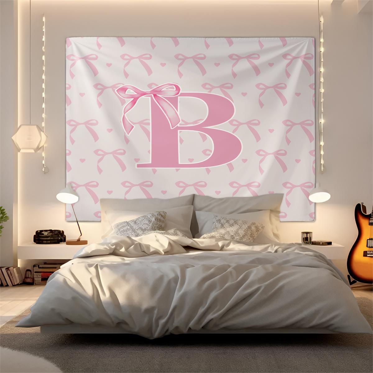 Letter Printed Tapestry, Pink Princess Style Wall Decor, Soft Fabric, Easy to Hang, Ideal for Girls' Bedroom and Living Room Background Decoration, Great Gift for Family and Friends